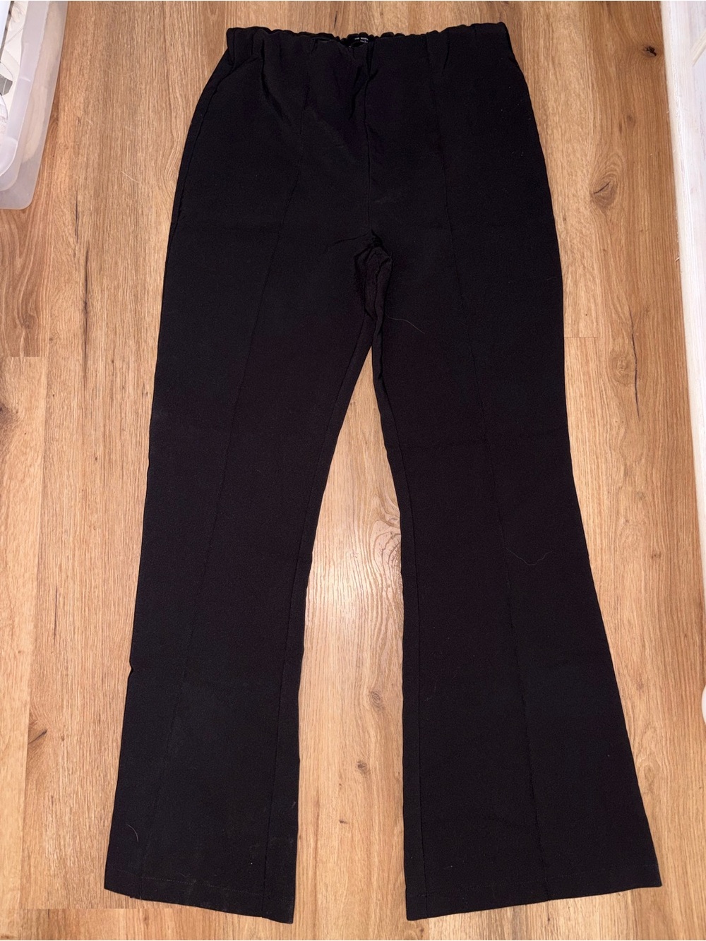 Black Straight-Leg, Pleated Dress Pants